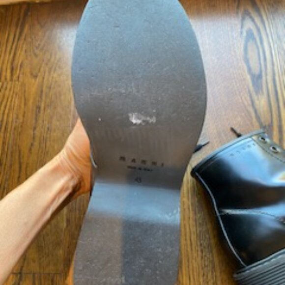 Brand New Marni Black Leather Combat Boots sz US 12 - Picture 11 of 12